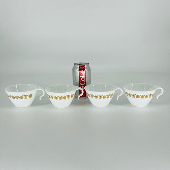 Vintage Corelle by Corning Butterfly Gold Flat Coffee Tea Cups - Set of 4 - GUC - Picture 11 of 11